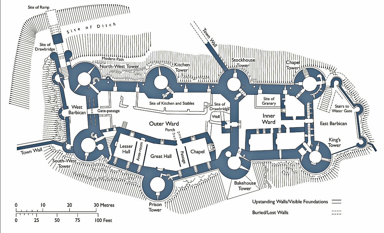 コンウィ城構造図 Credit : Cadw, OGL v1.0 , via Wikimedia Commons