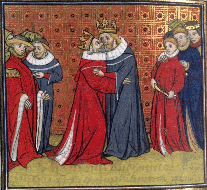 イングランド王エドワード１世とフランス王フィリップ４世の臣従礼（15世紀のミニアチュール）