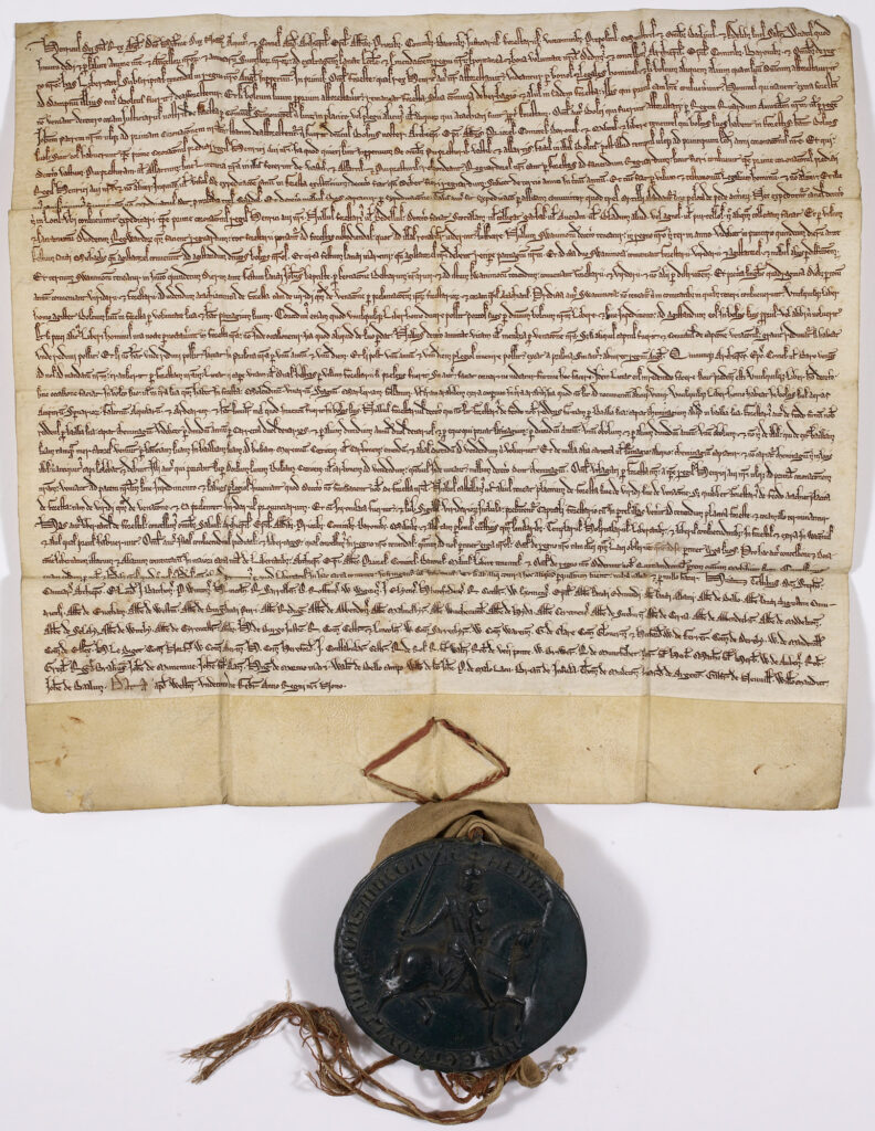 「1225年に再公布された版の御猟林憲章( Charter of the Forest)」（大英図書館収蔵）
