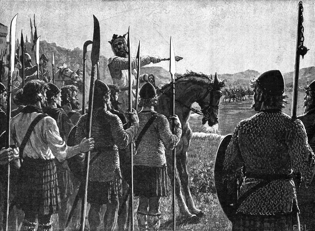 「バノックバーンの戦い」（Edmund Blair Leighton,1907） パブリックドメイン画像