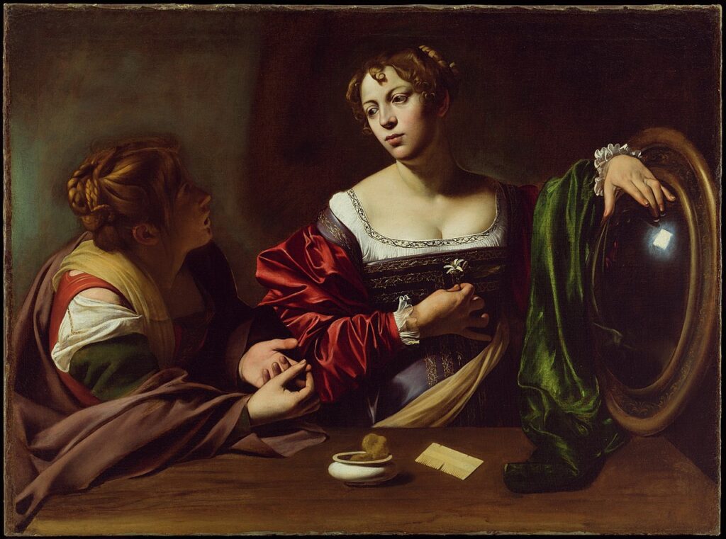 カラヴァッジョ「マルタとマグダラのマリア”Marta e Maria Maddalena”」(1598）