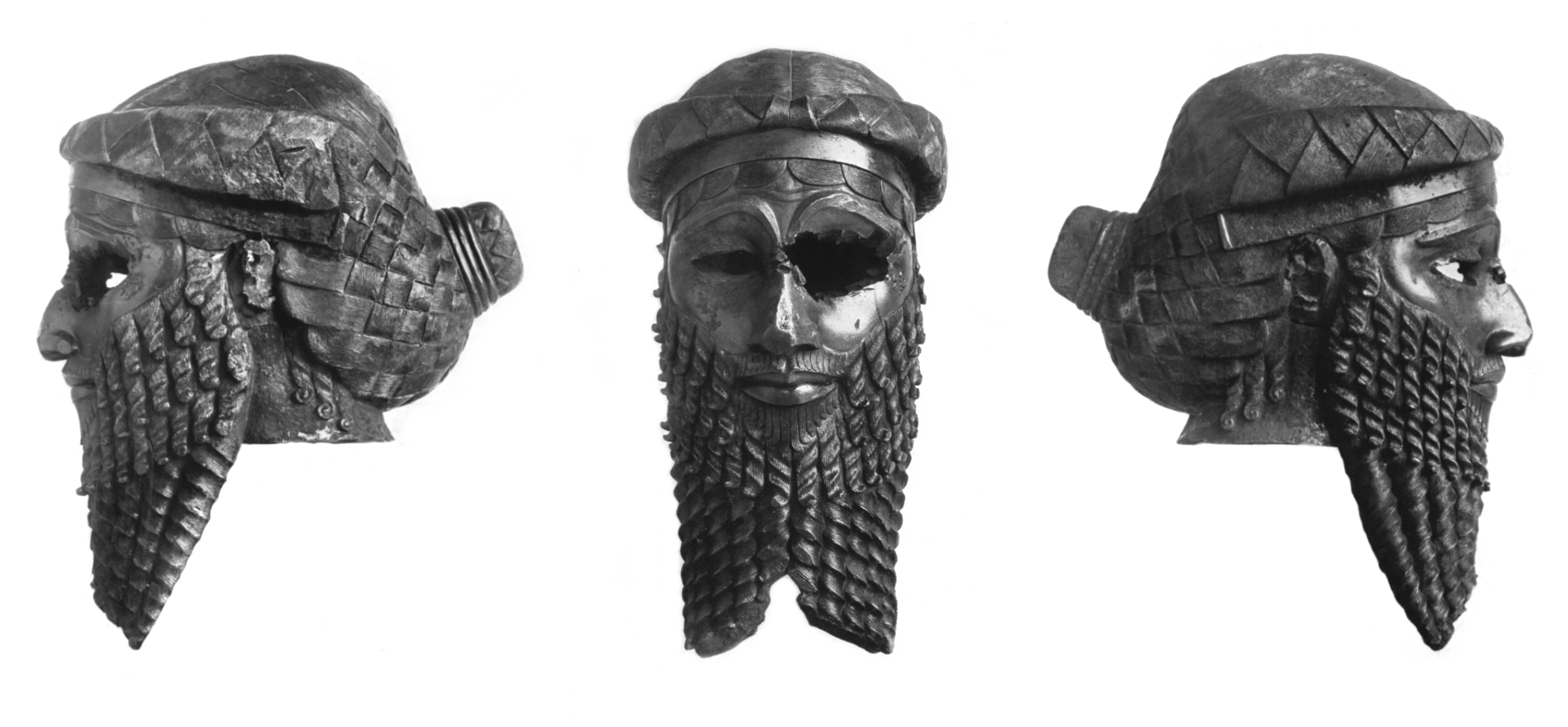サルゴン王とみられるブロンズ像の頭部（イラク国立博物館収蔵）